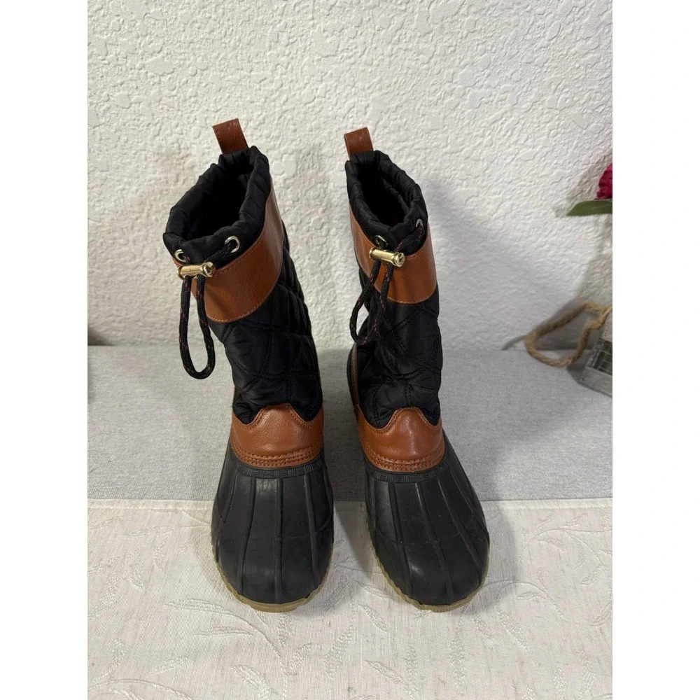 Tommy Hilfiger Arcadia Quilted Duck Boots Black Brown US Size 7 Lined